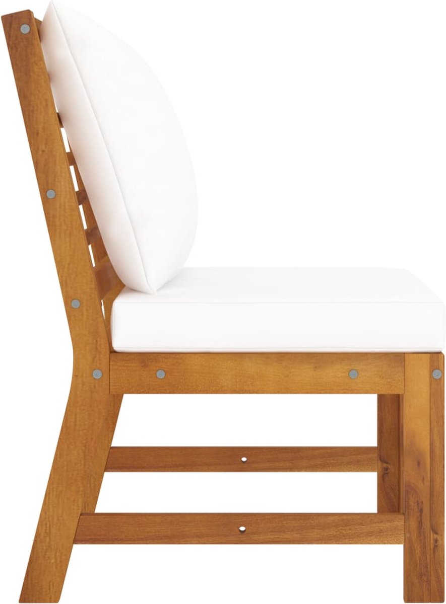 Vidaxl 3-delige Loungeset Met Crèmekleurige Kussens Massief Acaciahout - Bruin