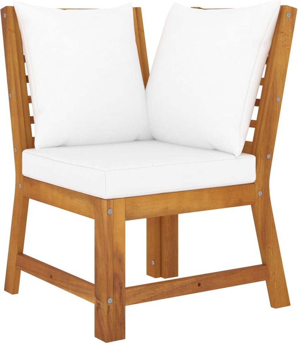 Vidaxl 3-delige Loungeset Met Crèmekleurige Kussens Massief Acaciahout - Bruin