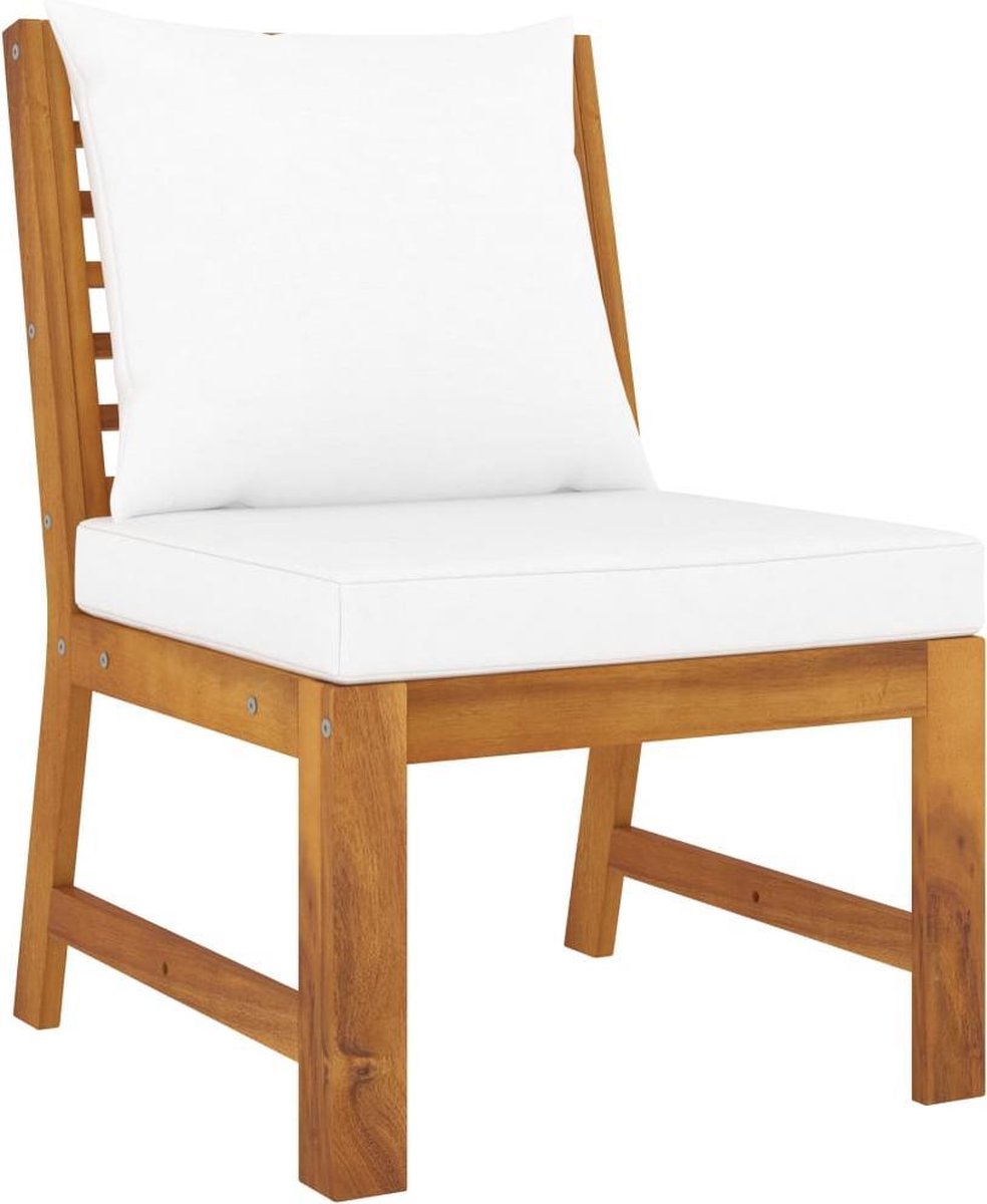 Vidaxl 3-delige Loungeset Met Crèmekleurige Kussens Massief Acaciahout - Bruin