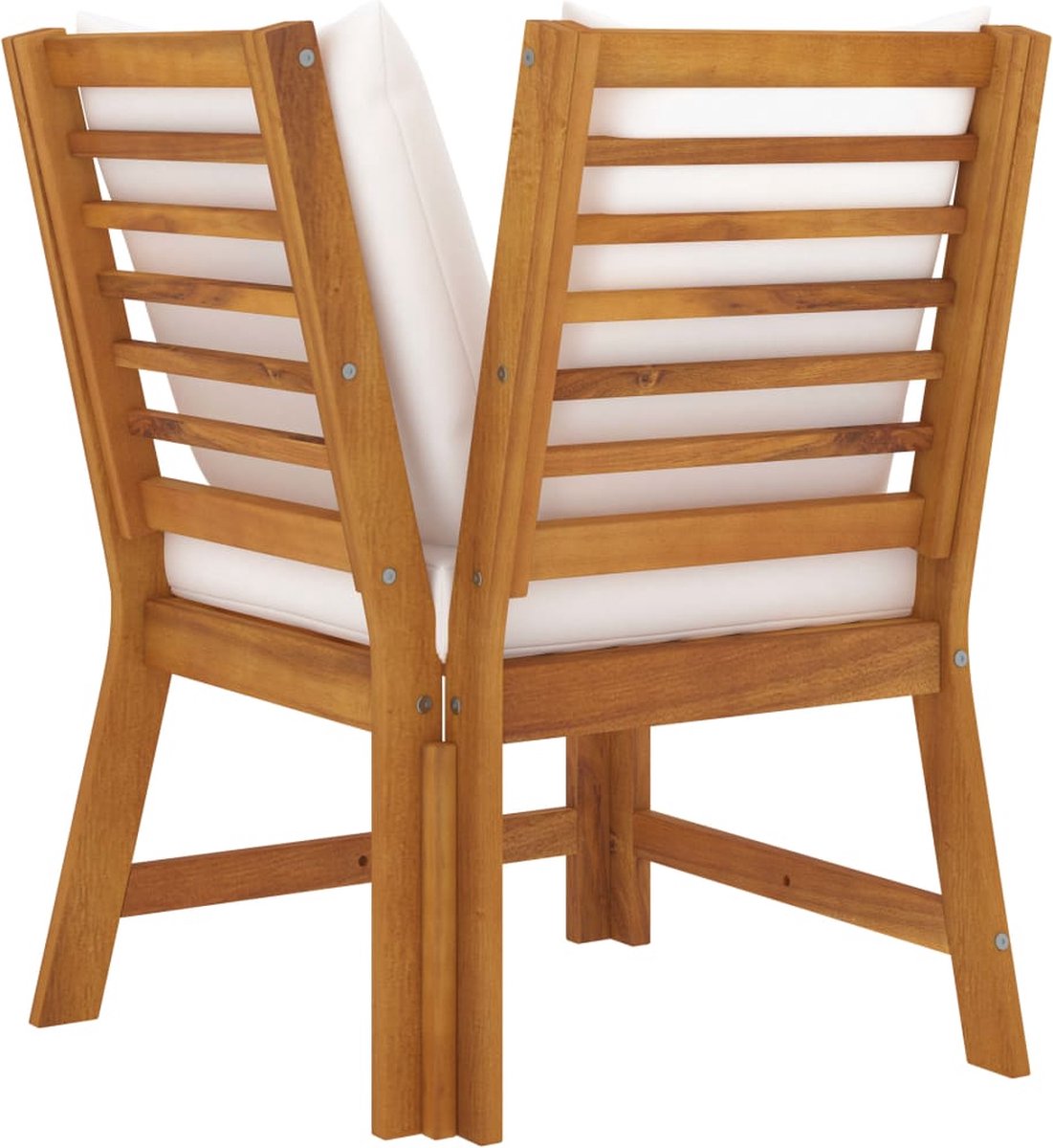 Vidaxl 3-delige Loungeset Met Crèmekleurige Kussens Massief Acaciahout - Bruin