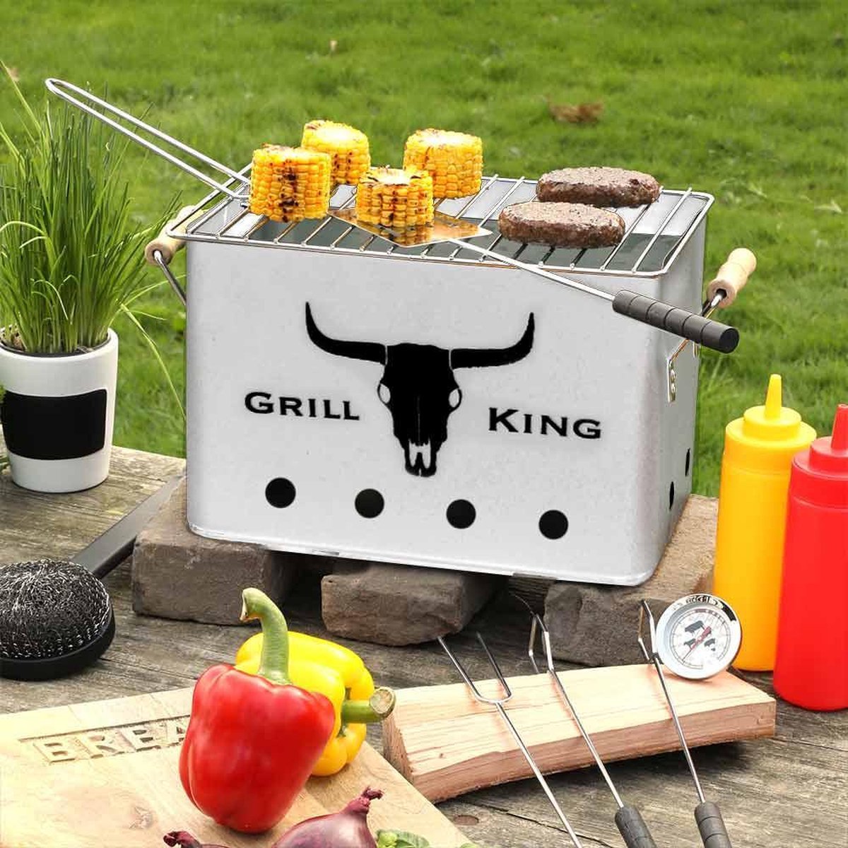 MikaMax Bbq Rechthoek Zink - Silver
