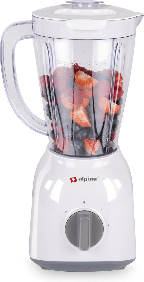 Alpina Blender - 1,5 Liter - 400 Watt - Turbofunctie - Kunststof Kan - - Wit