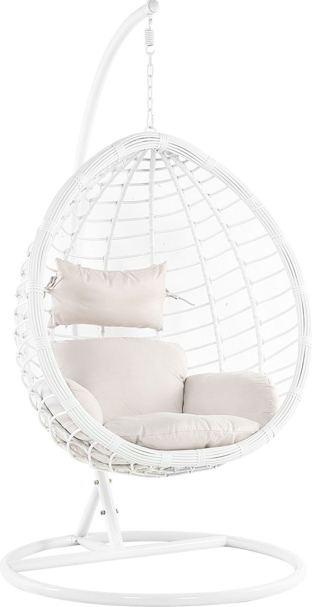 Beliani Fano Hangstoel Pe Rotan 108 X 108 Cm - Blanco