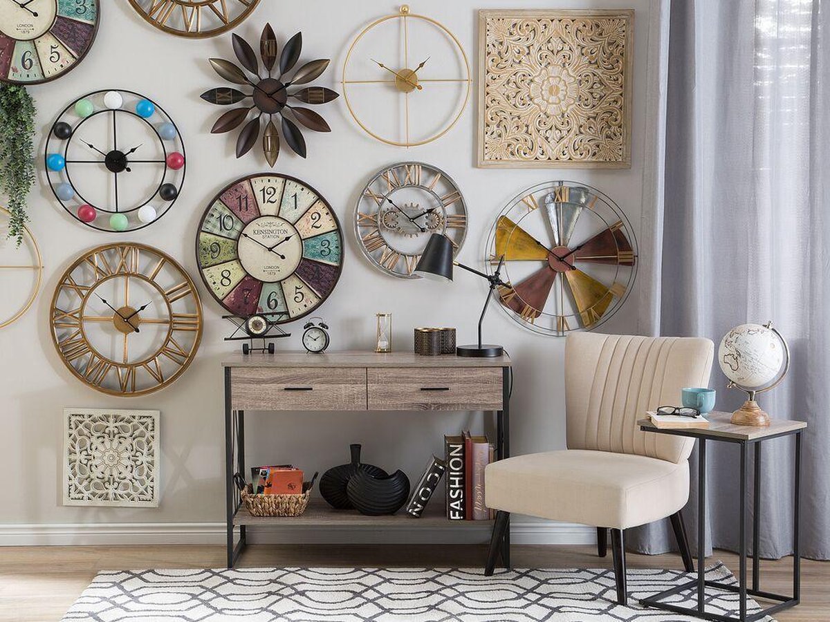 Beliani Wikon Wandklok Ijzer 60 X 60 Cm