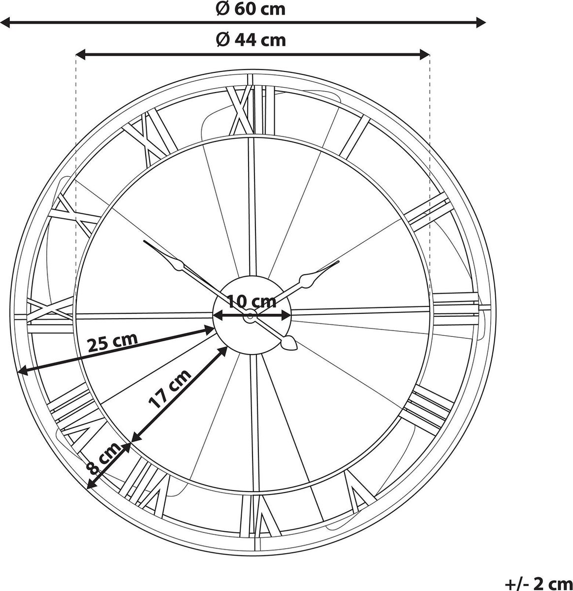 Beliani Wikon Wandklok Ijzer 60 X 60 Cm