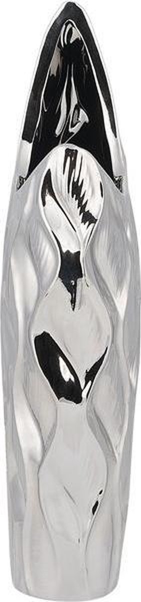 Beliani Haluza Decoratieve Vaas Keramiek 35 X 17 Cm - Silver