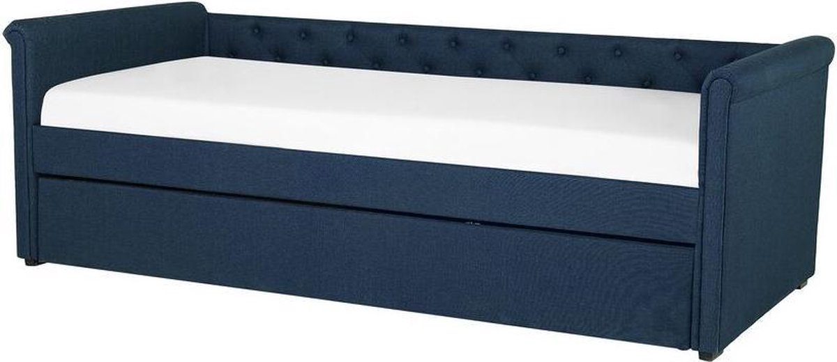 Beliani Libourne Bedbank Polyester 184 X 220 Cm - Blauw
