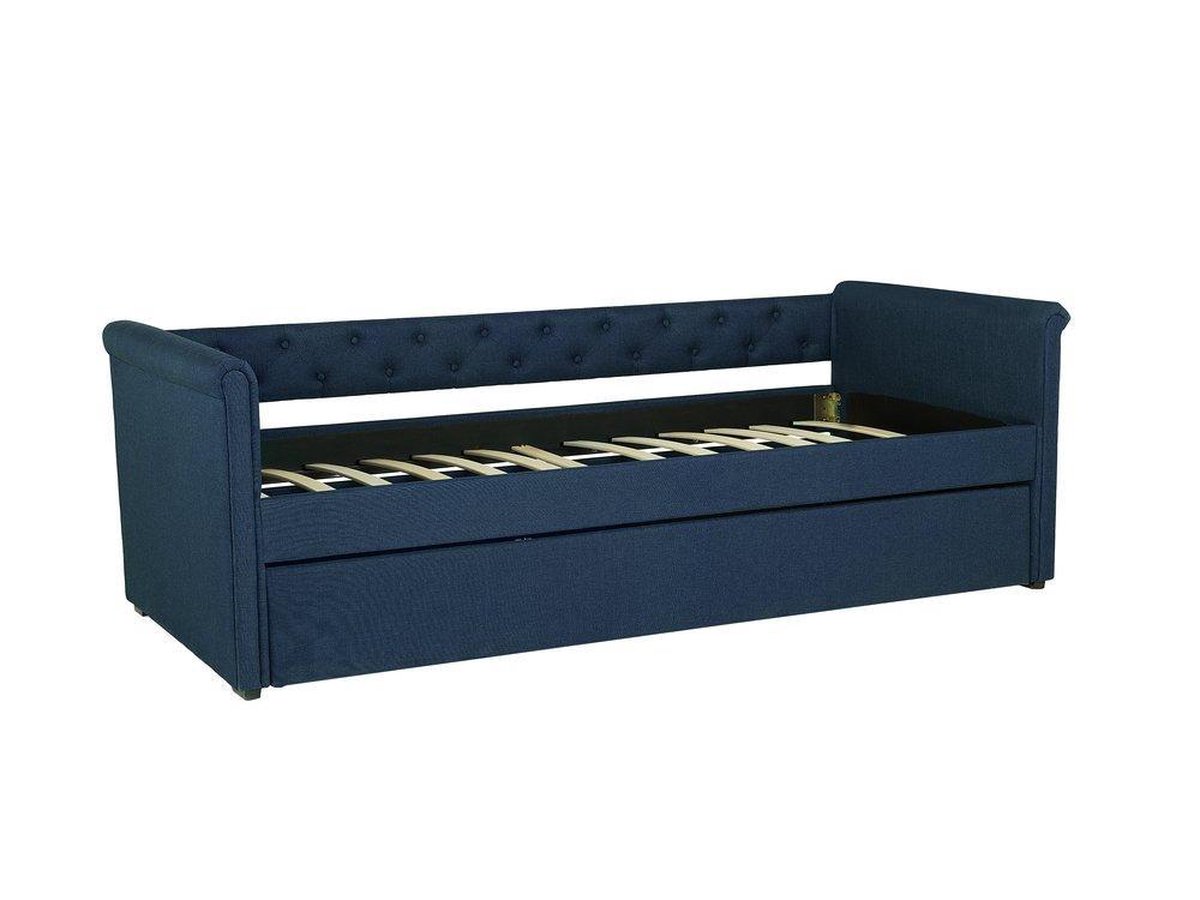 Beliani Libourne Bedbank Polyester 184 X 220 Cm - Blauw