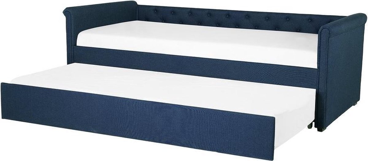 Beliani Libourne Bedbank Polyester 184 X 220 Cm - Blauw