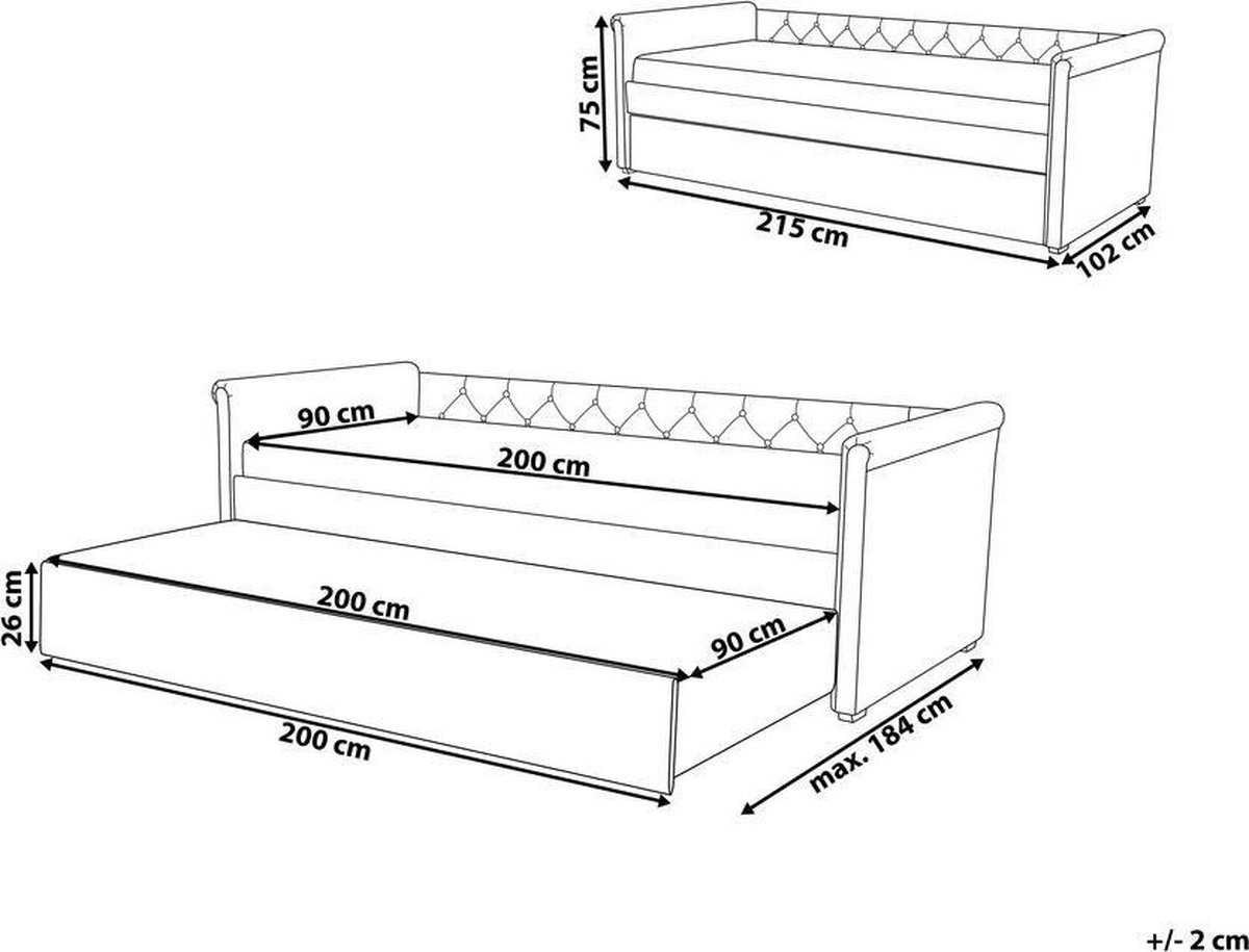 Beliani Libourne Bedbank Polyester 184 X 220 Cm - Blauw