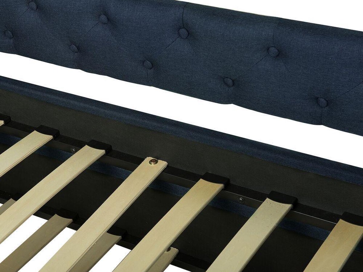 Beliani Libourne Bedbank Polyester 184 X 220 Cm - Blauw