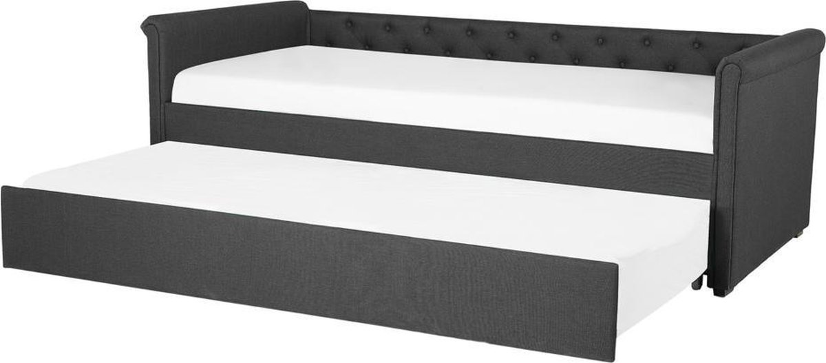 Beliani Libourne Bedbank Polyester 164 X 220 Cm - Grijs