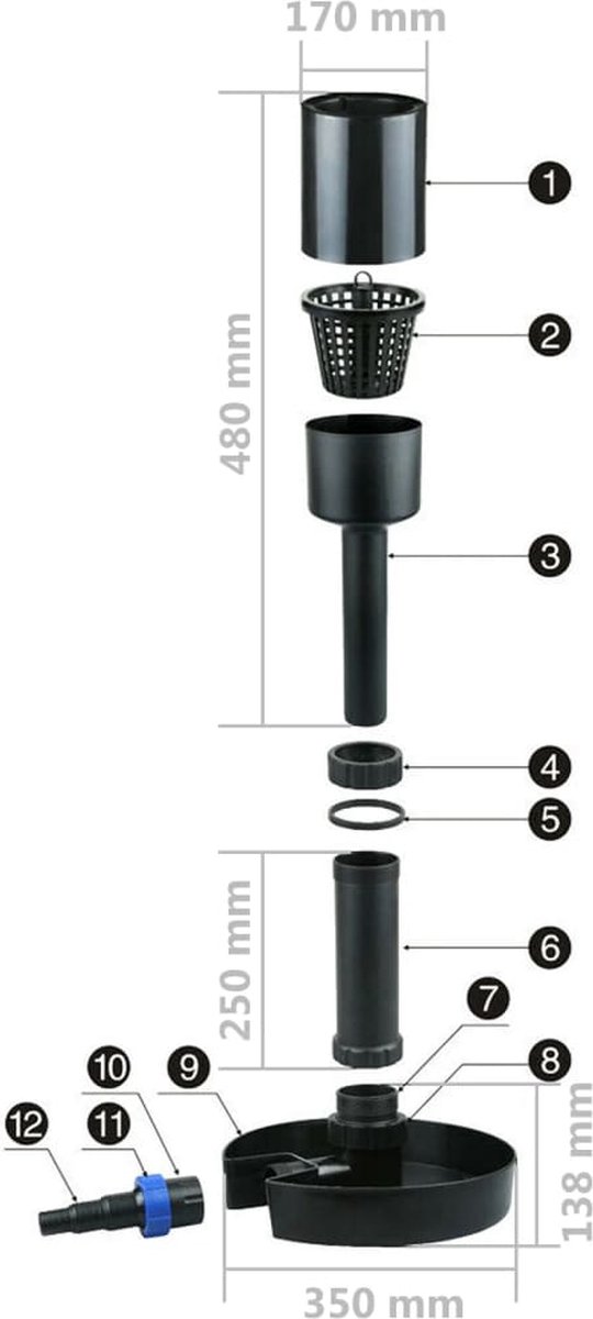Vidaxl Oppervlakteskimmer Vijver Staand - Zwart