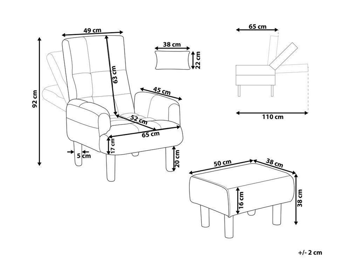 Beliani Oland Fauteuil Met Hocker Polyester 52 X 65 Cm - Groen