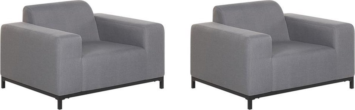 Beliani Rovigo Fauteuil Set Van 2 Polyester 84 X 105 Cm - Grijs