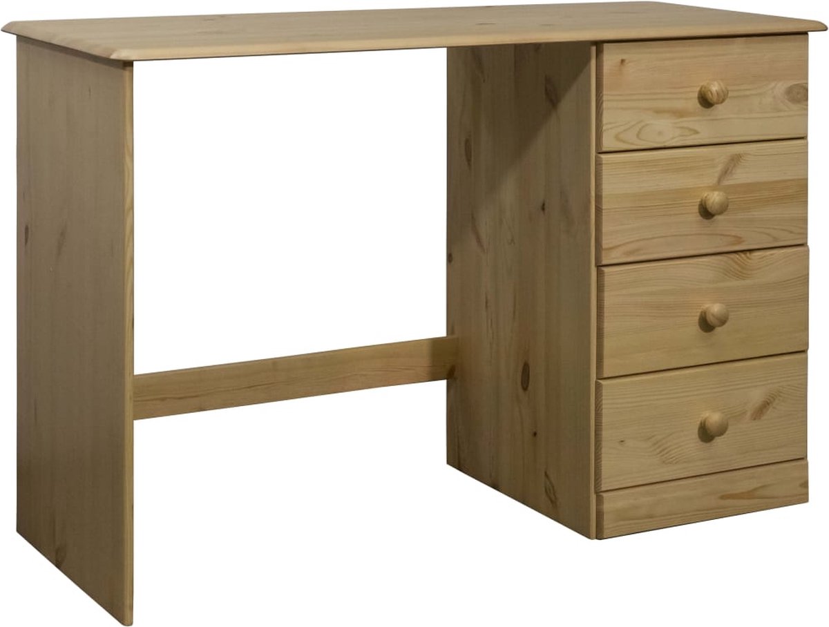 Vidaxl Bureau Met 4 Lades 110x50x74 Cm Massief Grenenhout - Bruin