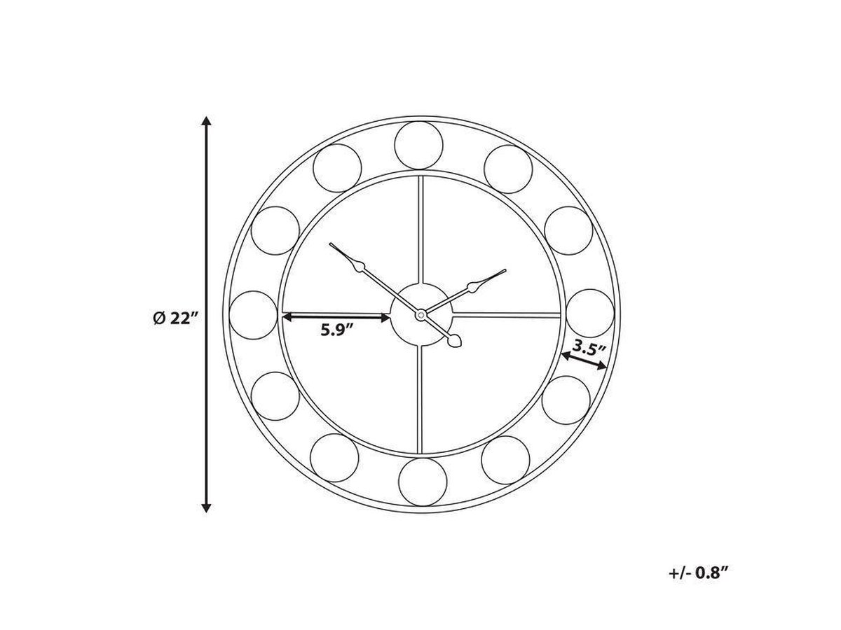 Beliani Reiden Wandklok Ijzer 56 X 56 Cm