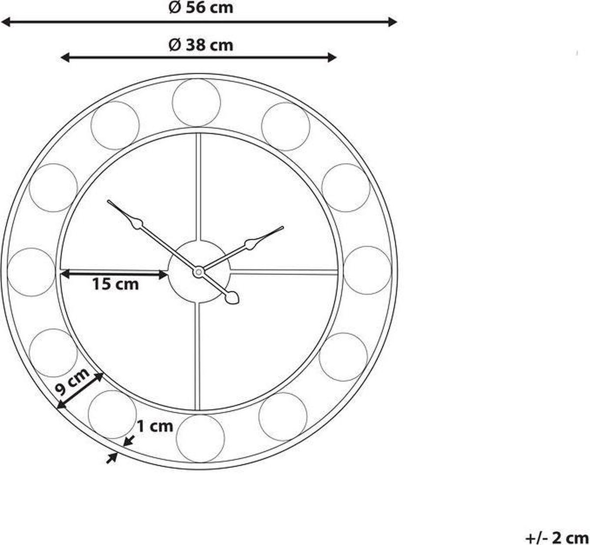 Beliani Reiden Wandklok Ijzer 56 X 56 Cm