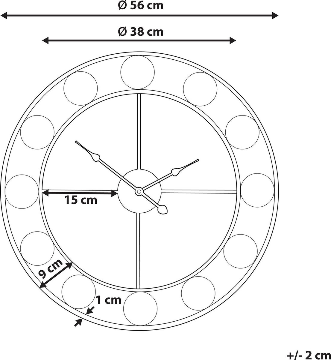 Beliani Reiden Wandklok Ijzer 56 X 56 Cm
