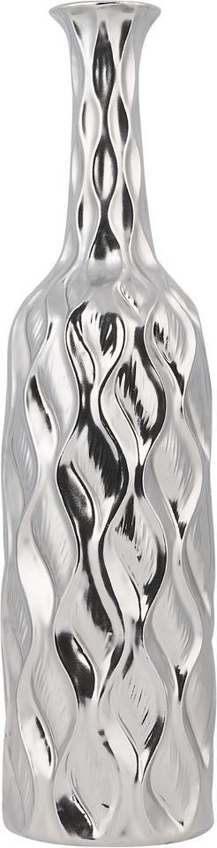Beliani Bassania Decoratieve Vaas Keramiek 45 X 12 Cm - Silver