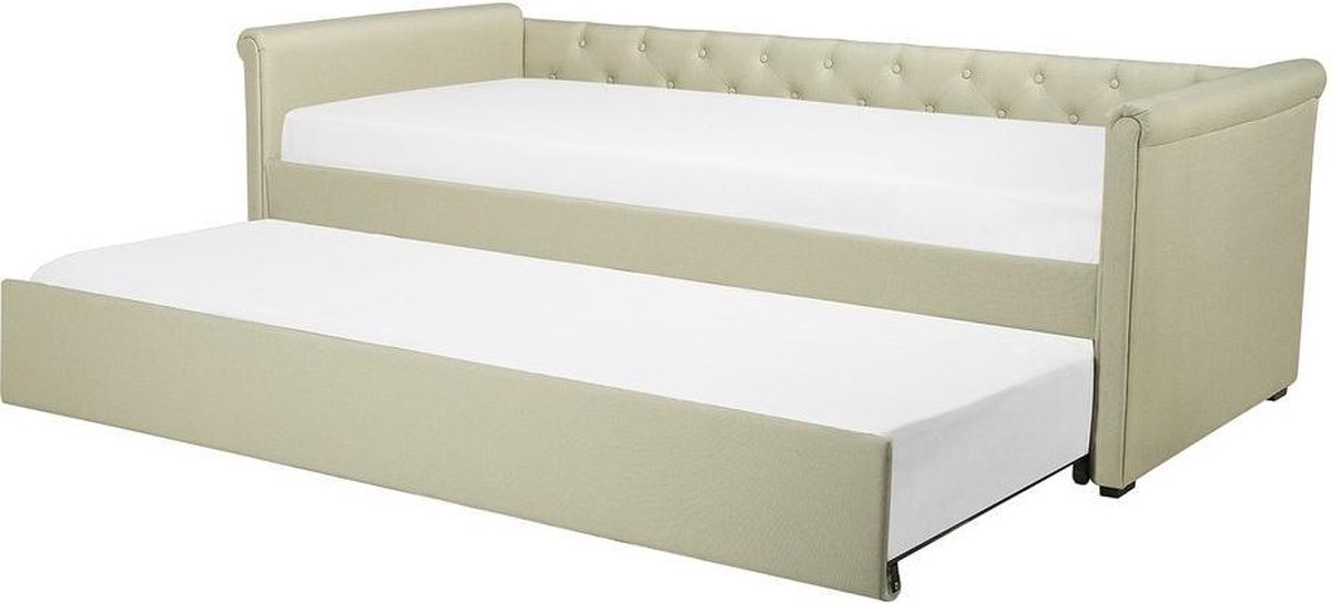 Beliani Libourne Bedbank Polyester 184 X 220 Cm - Beige