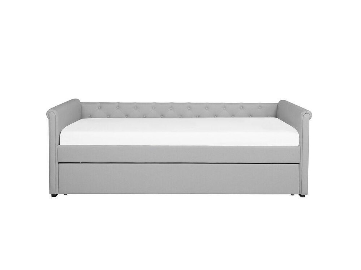 Beliani Libourne Bedbank Polyester 184 X 220 Cm - Grijs