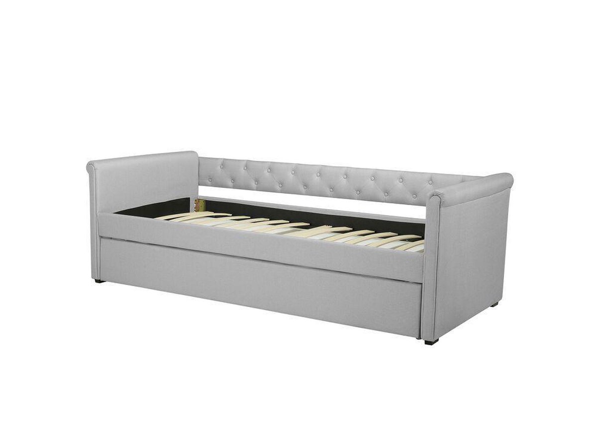 Beliani Libourne Bedbank Polyester 184 X 220 Cm - Grijs