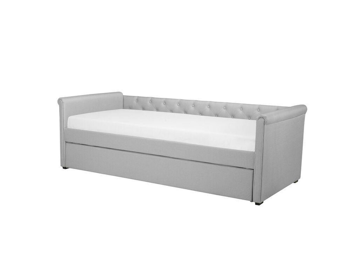 Beliani Libourne Bedbank Polyester 184 X 220 Cm - Grijs