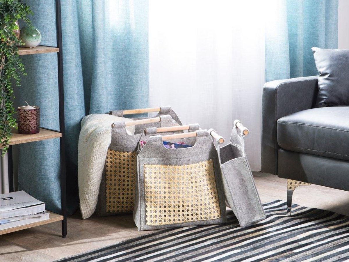 Beliani Sariot Mandenset Vilt 18 X 42 Cm - Grijs
