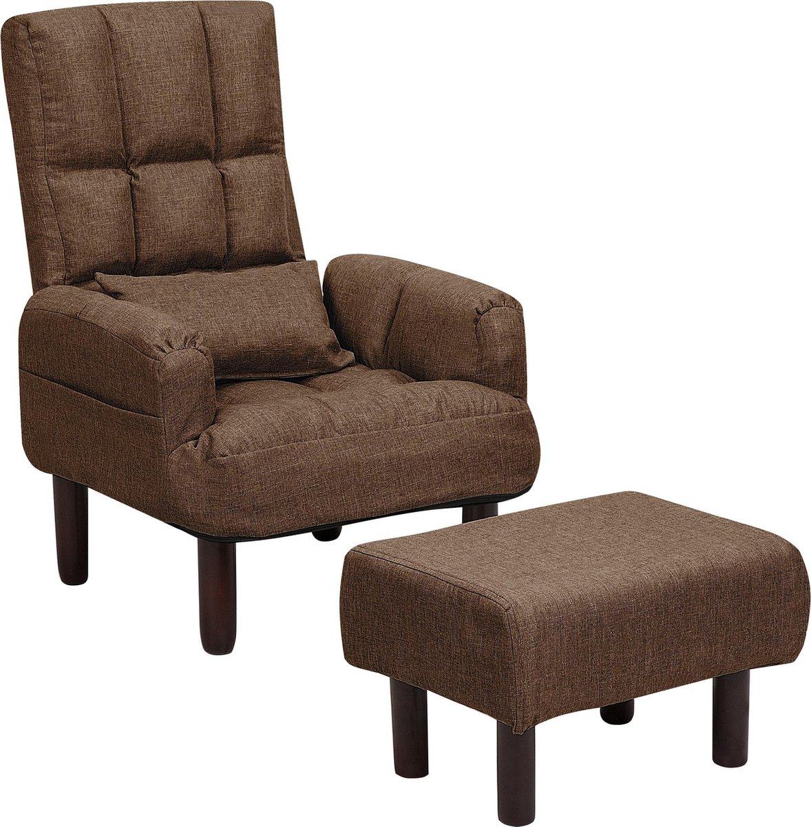 Beliani Oland Fauteuil Met Hocker Polyester 52 X 65 Cm - Bruin