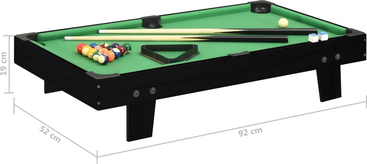 Vidaxl Minipooltafel 3 Feet 92x52x19 Cm En Groen - Zwart