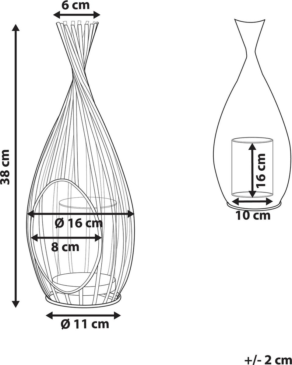 Beliani Lombok Windlicht Metaal 11 X 11 Cm - Zwart
