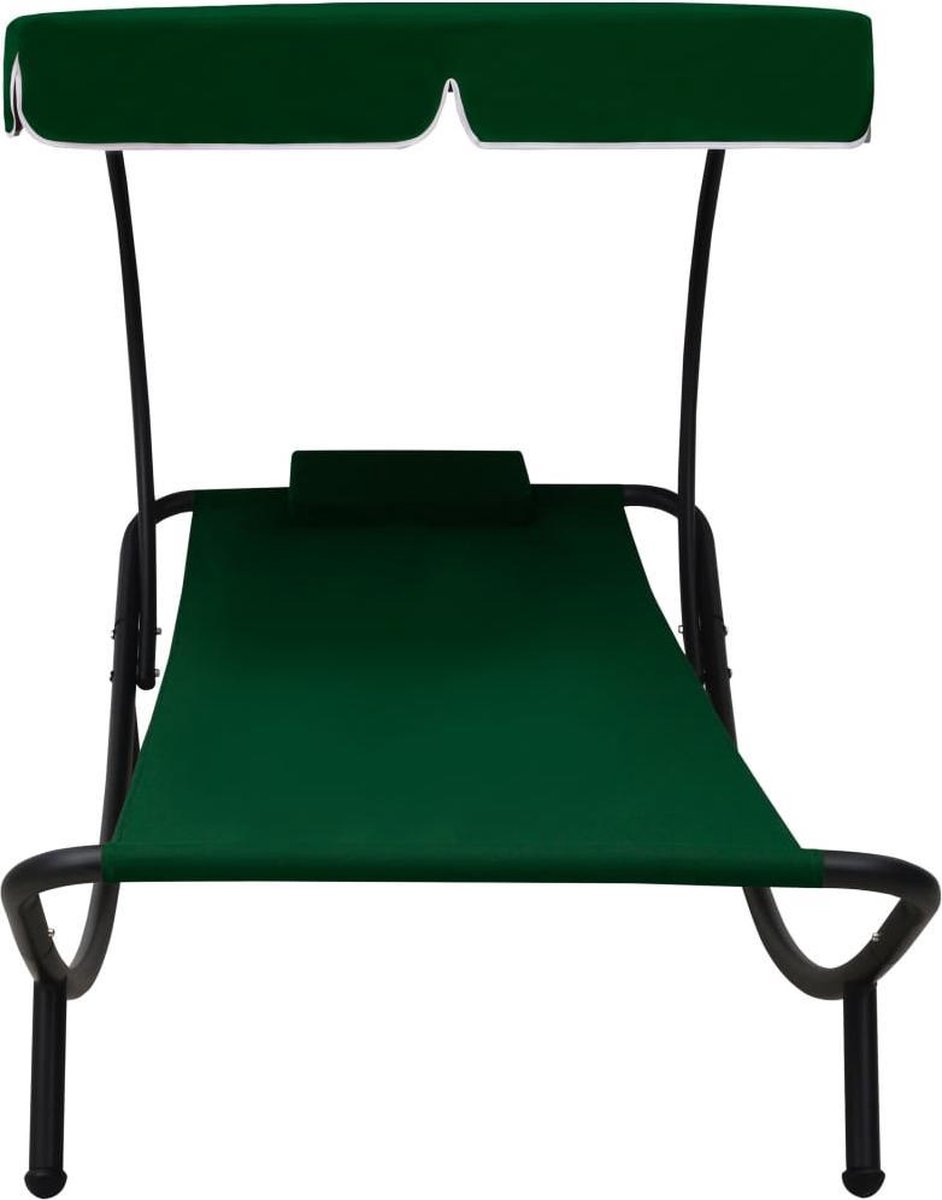 Vidaxl Loungebed Met Luifel En Kussen - Groen