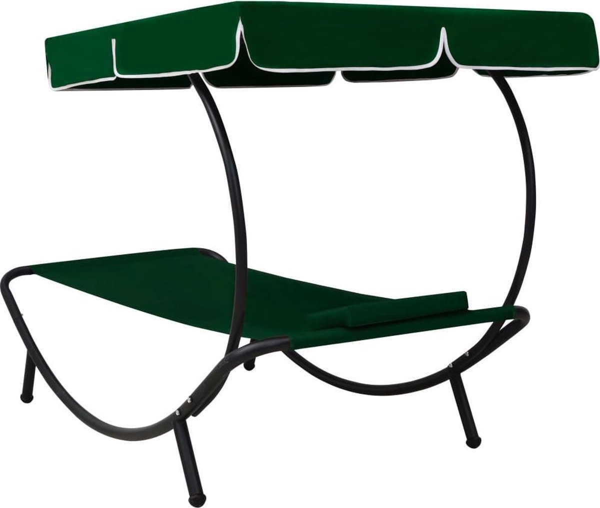Vidaxl Loungebed Met Luifel En Kussen - Groen