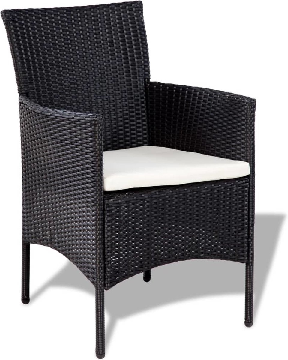 Vidaxl 4-delige Loungeset Met Kussens Poly Rattan - Zwart