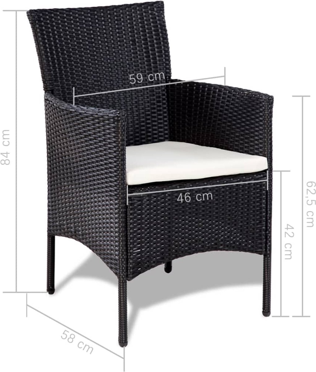 Vidaxl 4-delige Loungeset Met Kussens Poly Rattan - Zwart
