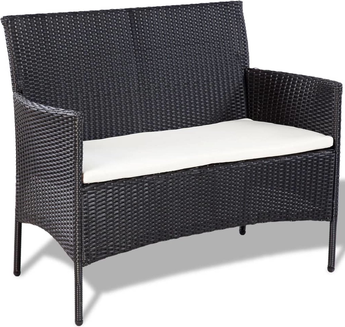 Vidaxl 4-delige Loungeset Met Kussens Poly Rattan - Zwart