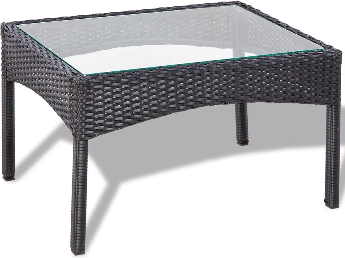 Vidaxl 4-delige Loungeset Met Kussens Poly Rattan - Zwart