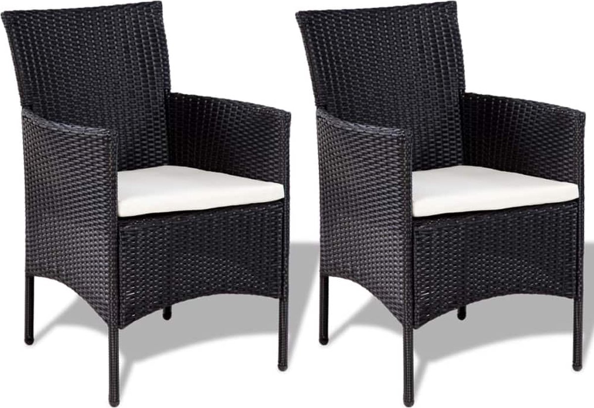 Vidaxl 4-delige Loungeset Met Kussens Poly Rattan - Zwart