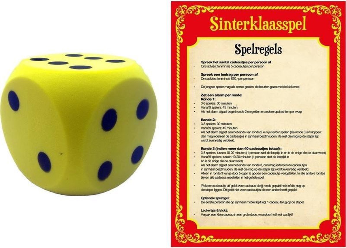 Bellatio Decorations Sinterklaas Spel Met Gele Dobbelsteen - Pakjesavond Sinterklaasspel Dobbelstenen Set