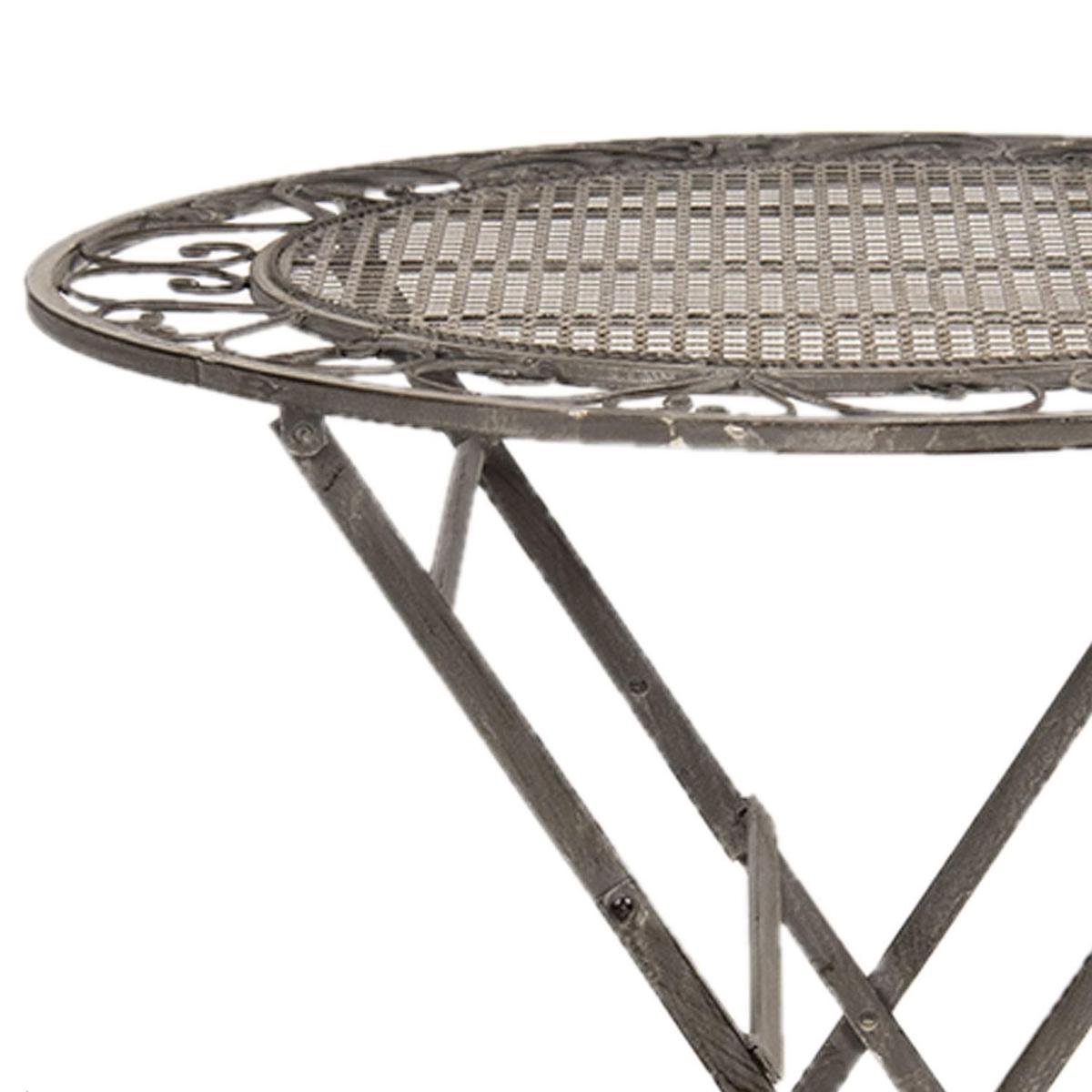 Clayre & Eef Tafel + 2 Stoelen Ø 70x76 Cm / 40x47x94 Cm (2) - Grijs