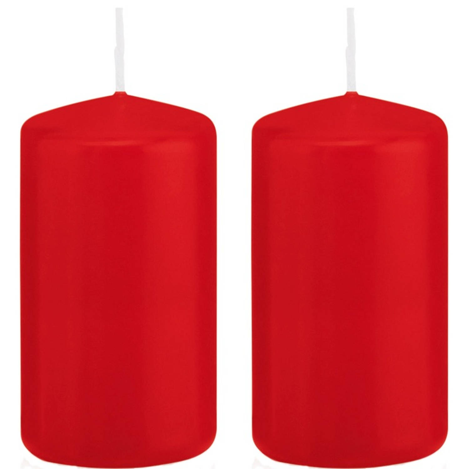 Trend Candles 2x Rode Cilinderkaarsen/stompkaarsen 6 X 12 Cm 40 Branduren - Geurloze Kaarsen - Woondecoraties - Rood