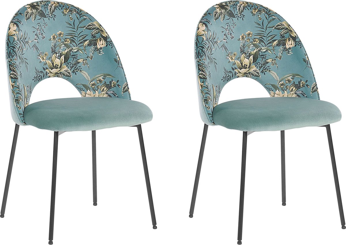 Beliani Beliani Covelo Eetkamerstoel Set Van 2 Fluweel 45 X 46 Cm - Groen