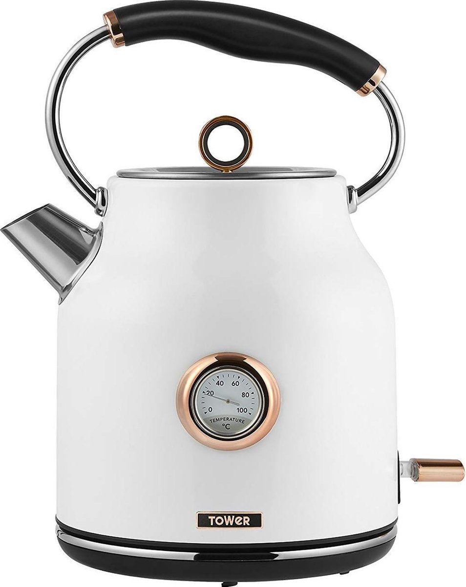 Tower Retro Waterkoker 1.7 Liter Bottega Rose Gold - Wit