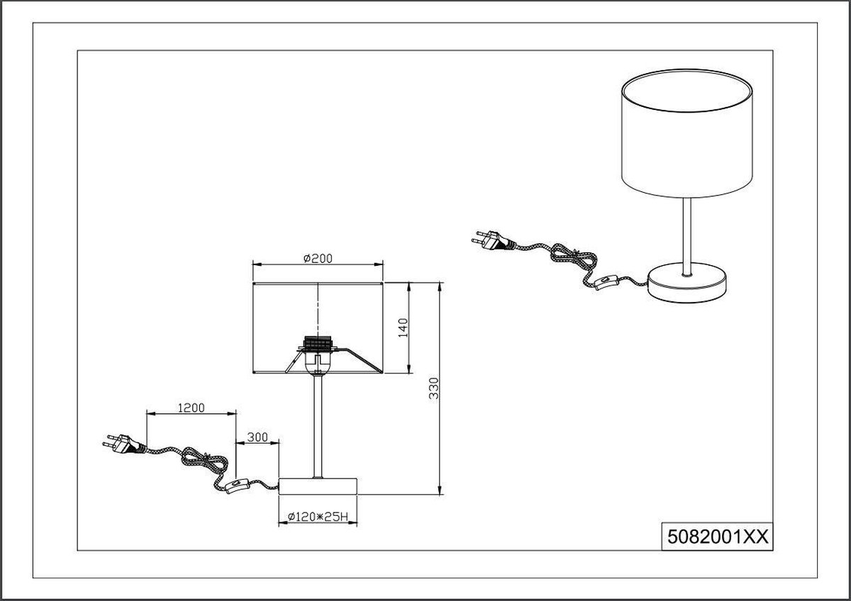 TRIO Tafellamp Hostel 33 X 22 Cm Staal/textiel/goud - Zwart