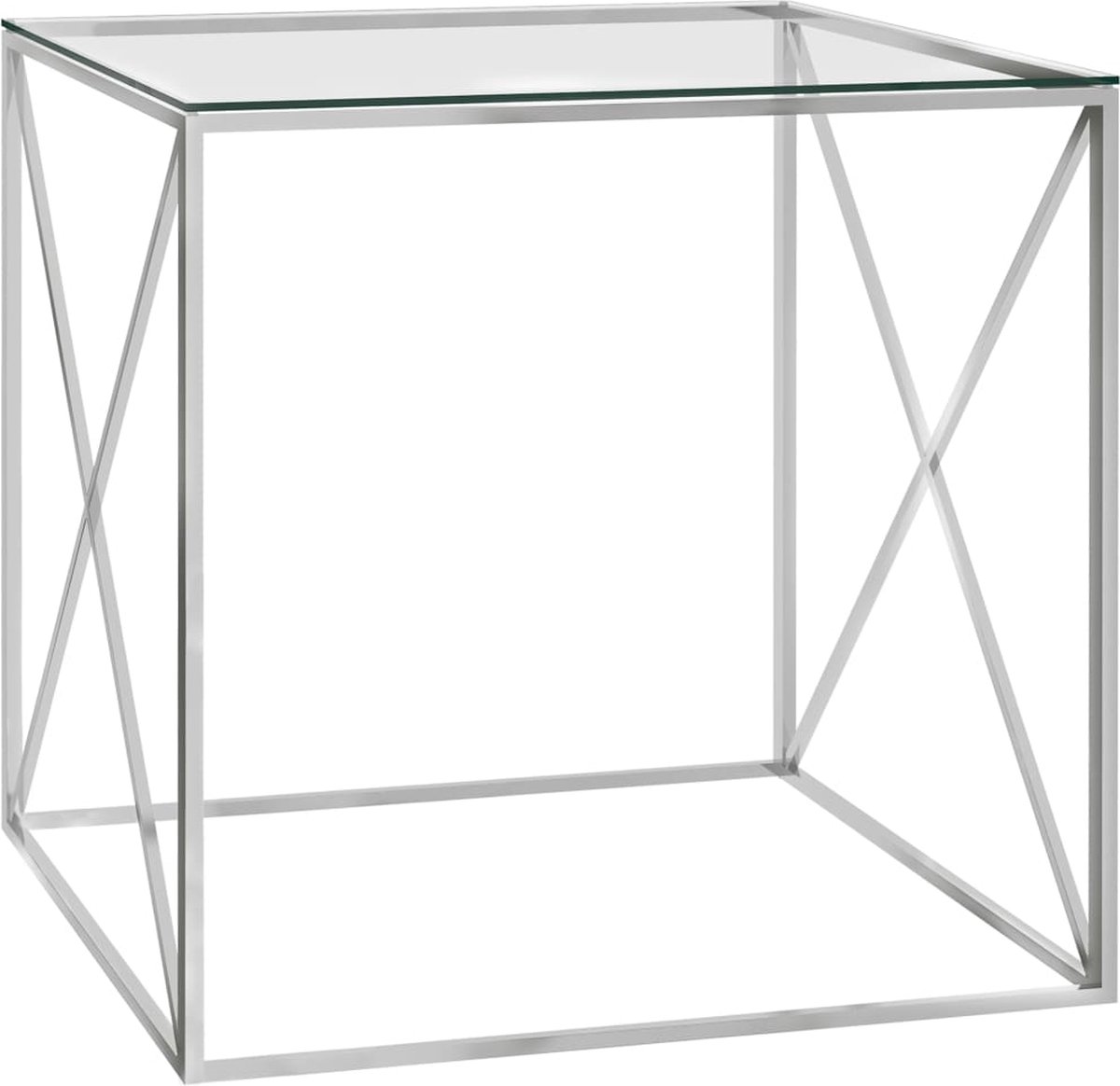 Vidaxl Salontafel 55x55x55 Cm Roestvrij Staal En Glas Zilverkleurig - Plata