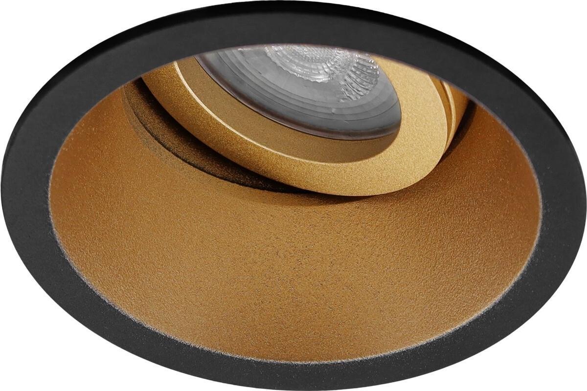 BES LED Spot Armatuur Gu10 - Pragmi Zano Pro - Inbouw Rond - Mat/goud - Aluminium - Kantelbaar - Ø93mm - Zwart