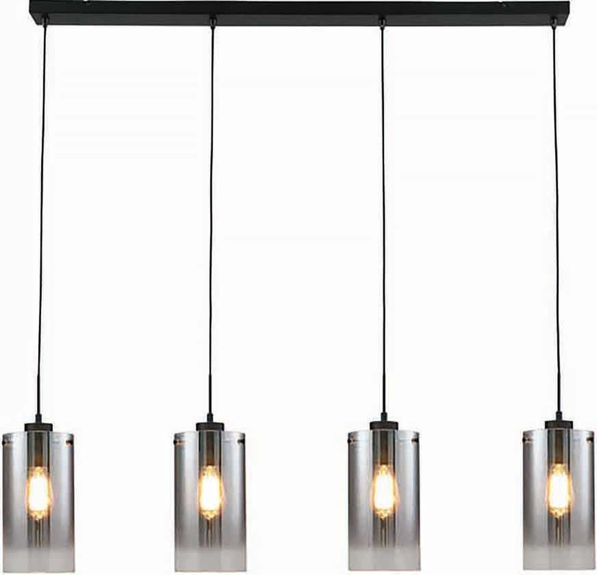 Freelight Hanglamp Ventotto 4 Lichts L 120 Cm Rook Glas - Zwart