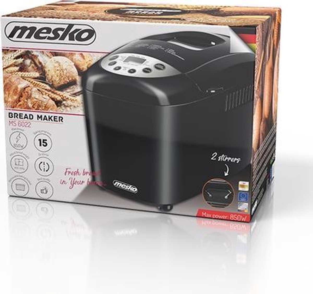 Mesko 6022- Broodbakmachine - 15 Programma's - - Zwart