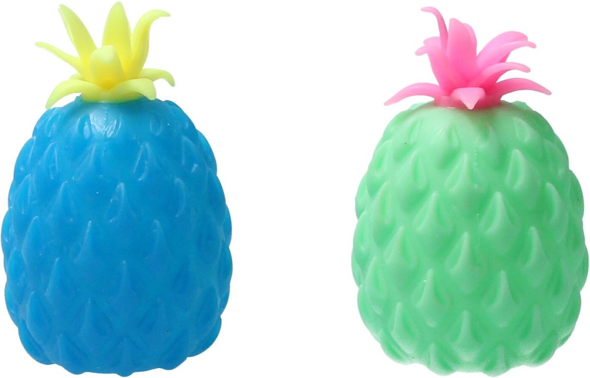 Banzaa Ananas Waterparels Stressbal 11x7cm 2 Stuks Blauw ? - Groen